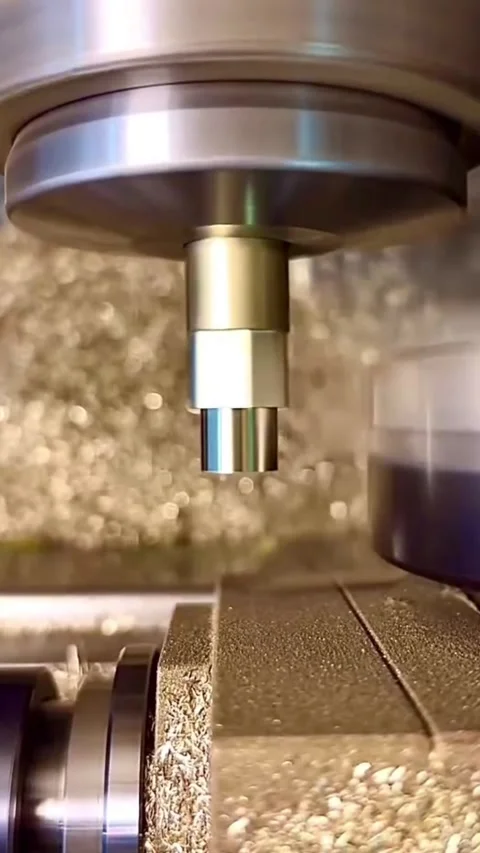 Vertical CNC lathe machine processing metal part with high precision Stock Footage 333443595