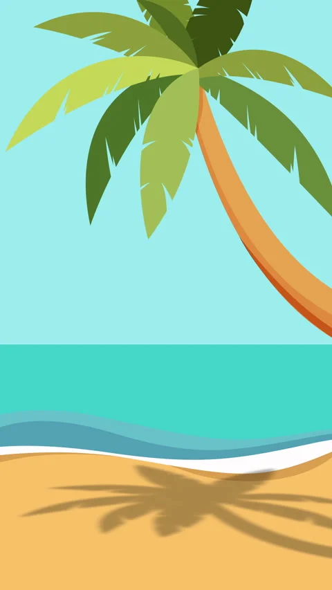 Vertical of coconut palm tree on sand bay beach for summer background Stock Footage 183389030