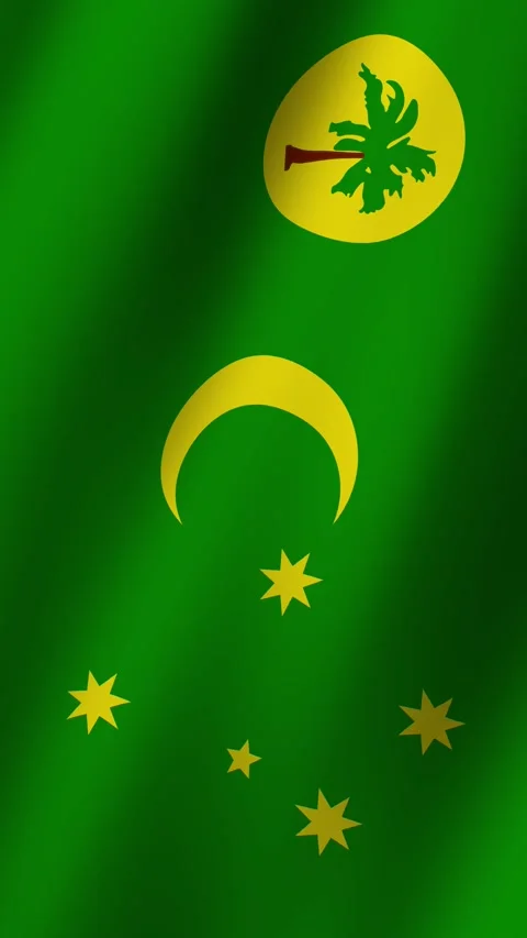 Vertical Cocos (Keeling) Islands Flag footage video waving in wind Stock Footage 282661045