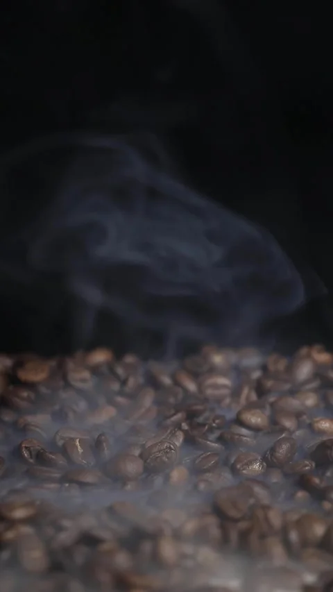 Vertical coffee bean smoke dark background Stock Footage 263962206