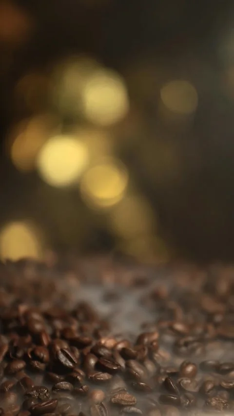 Vertical coffee bean smoke dark background Stock Footage 264759339