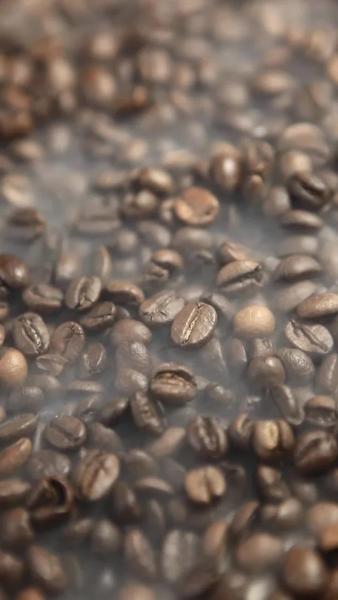 Vertical coffee bean smoke Stock Footage 264488385