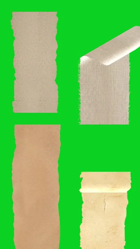 Vertical collage four canvas paper torn set banner revealing animated on green Stock-Footage 335217139