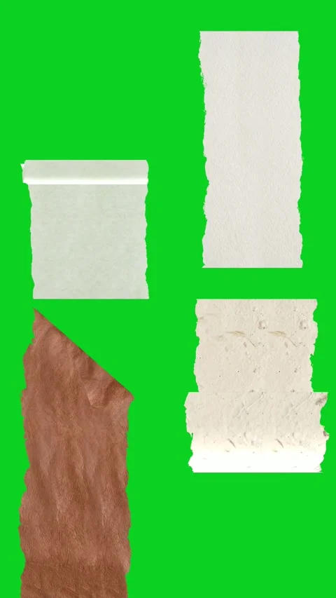 Vertical collage four mixed peeling rolling strip revealing animated on green Vidéo 335217138