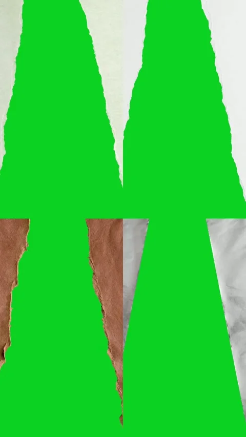 Vertical collage four mixed torn split textures revealing animated on green Stock Footage 335217044