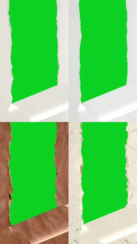 Vertical collage four peeling paper square reveal revealing animated on green Video stock 335217049
