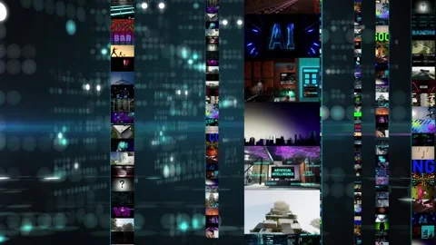 Vertical collages on flickering background. Animation for streaming Stock Footage 308314735