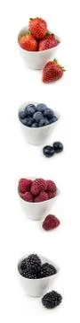 Vertical collection of berries in bowles Stock Photos