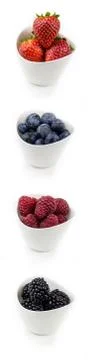 Vertical collection of berries in bowles Stock Photos