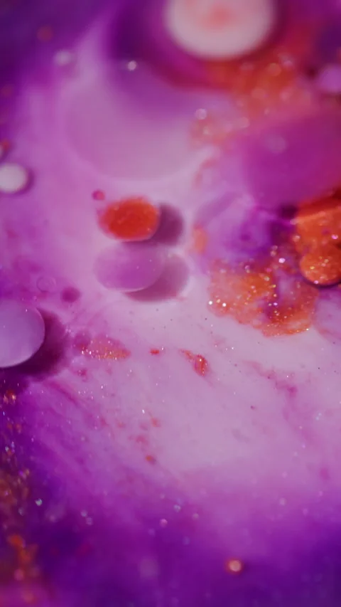 Vertical color bubble oil fluid paint glitter Stock Footage 334011875
