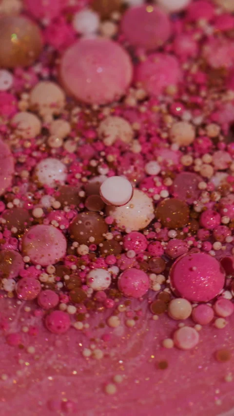 Vertical color bubble oil fluid ink glitter water Stock Footage 334012277