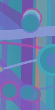 Vertical color fields, layered discs, and sweeping translucent bands build .. Stock Illustration