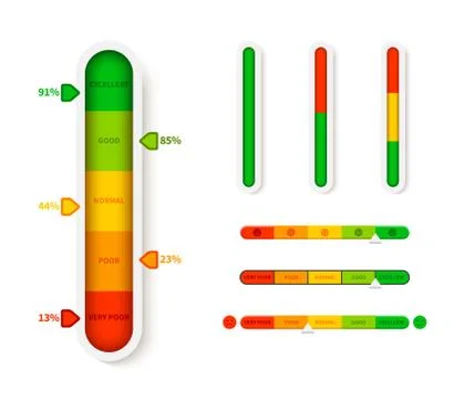 Vertical color level indicator. Progress bar template. Vector infographic 스톡 일러스트