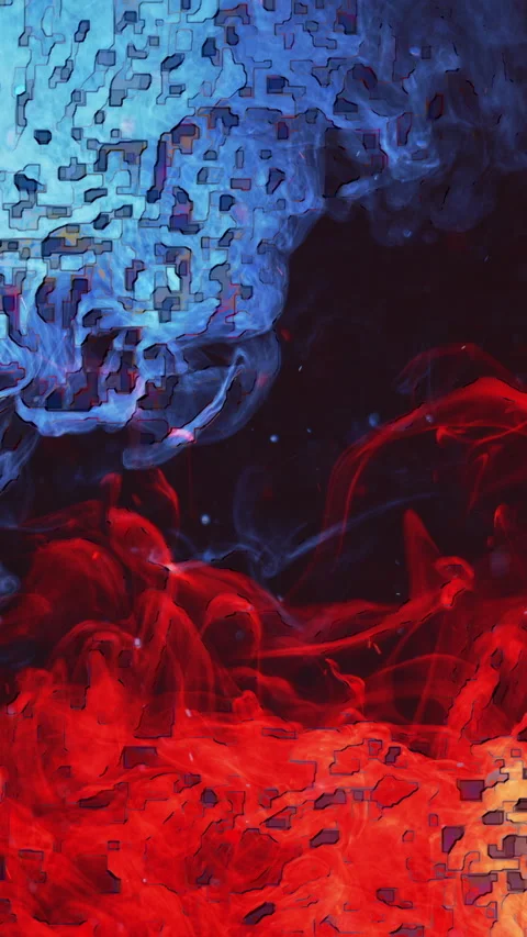 Vertical color smoke pixel texture red blue cloud Stock Footage 257519112