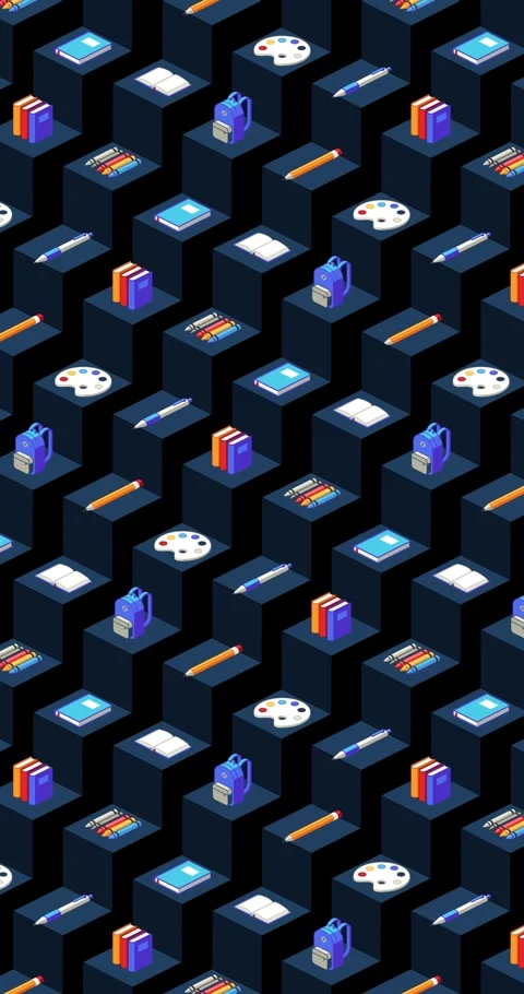 Vertical Colored back to school motion graphic loop of education icons Stock Footage 336844858