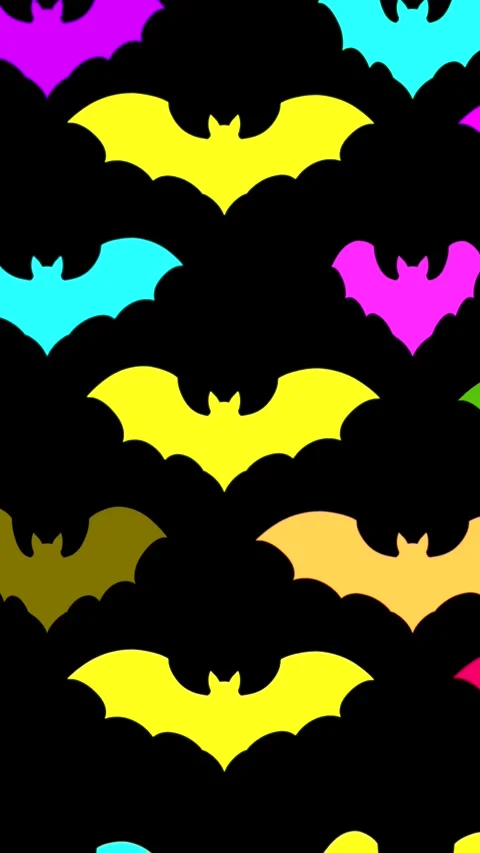 Vertical Colored Bats Flying on Black 4K Loop Stockbeeldmateriaal 341165041