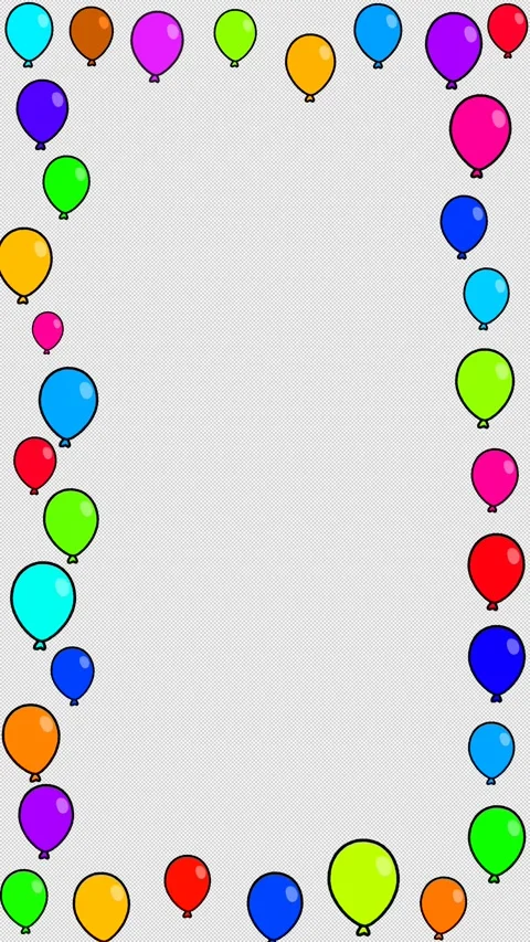 Vertical Colorful Balloon Frame Border 2D Illustration 4K Loop Stock Footage 334845648