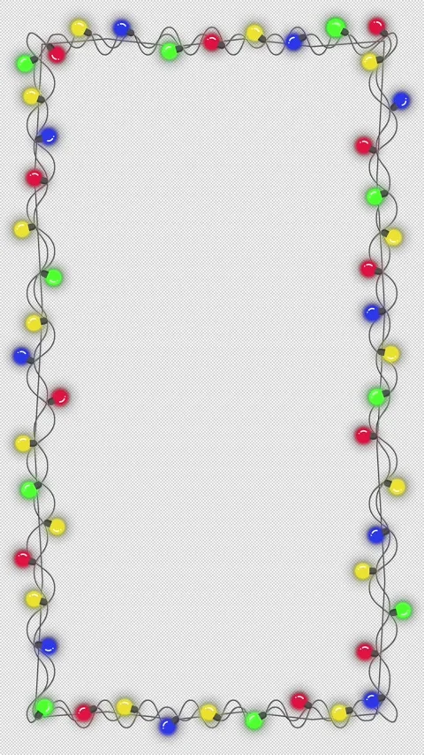 Vertical Colorful Christmas Lights Frame with Alpha Channel and Seamless Loop Stock Footage 341632037