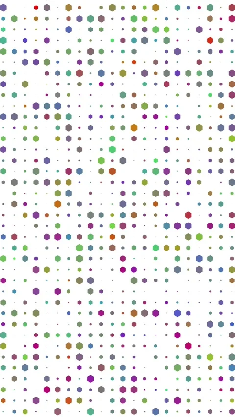 Vertical Colorful Hexagon Grid Random Scaling 4K Loop White Video stock 334028893