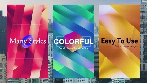 Vertical Colorful Stripe Transition Title Stock After Effects