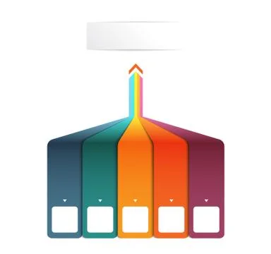 Vertical colourful strips with prospect and shade. Template Infographic for 5 Illustrazione stock