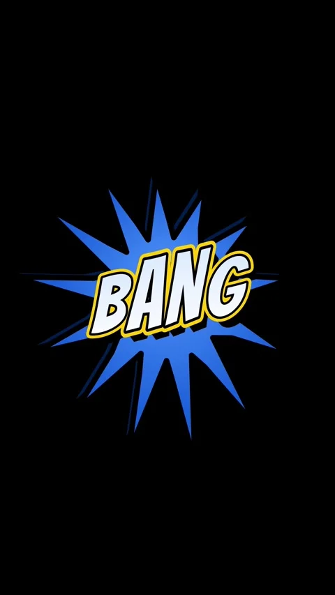 Vertical comic style bang text floating on black background Stock Footage 337208860