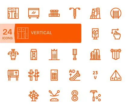 Vertical Complete Vector Package with 24 128x128 Bold Line Display Perfect .. Stock Illustration