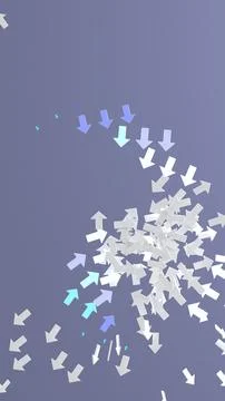 Vertical composition of scattered white and blue arrows in motion on abstra.. Stock Photos