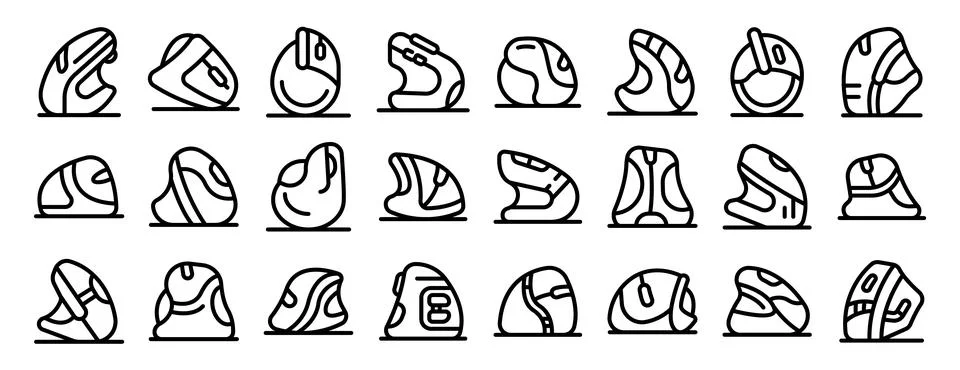 Vertical computer mouse icon set. Ergonomic computer mice enhancing user co.. 스톡 일러스트