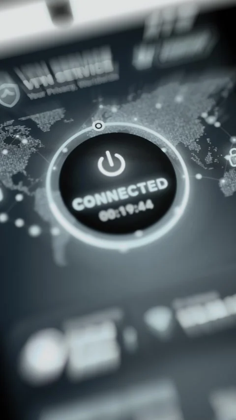 Vertical connected VPN timer confirms private tunnel Stock Footage 342495417