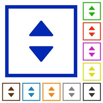 Vertical control arrows flat framed icons Illustrazione stock