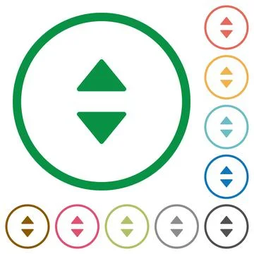 Vertical control arrows flat icons with outlines Stock Illustration