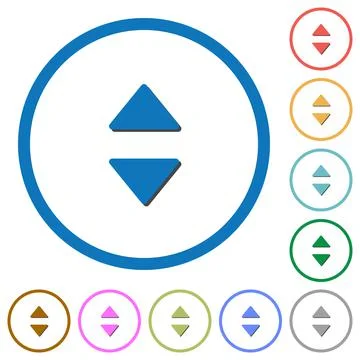 Vertical control arrows icons with shadows and outlines Stock Illustration