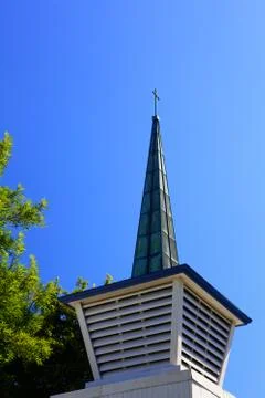 Vertical copper steeple Stock Photos