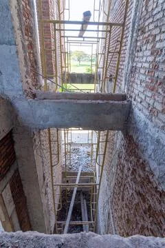 Vertical Corridor With Bridge And Dramatic Perspective Stock Photos