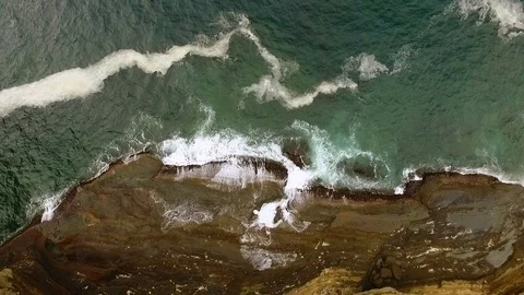 Vertical crane down of the Cape Bridgewater cliffs. Stock Footage 87258727