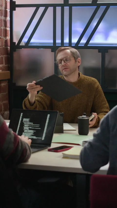Vertical of Creative Diverse Team of Programmers Coworking in Modern Office Video stock 319993969