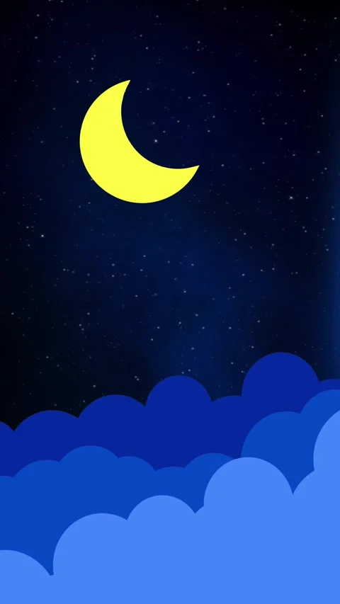 Vertical Cresent Moon with Clouds 4K Loop Stock Footage 305947137