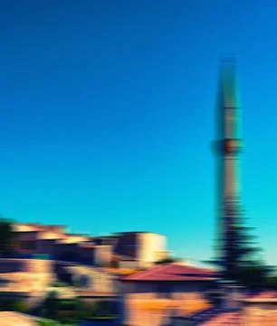 Vertical cross processed turkish temple blurred abstraction back Stock-Fotos