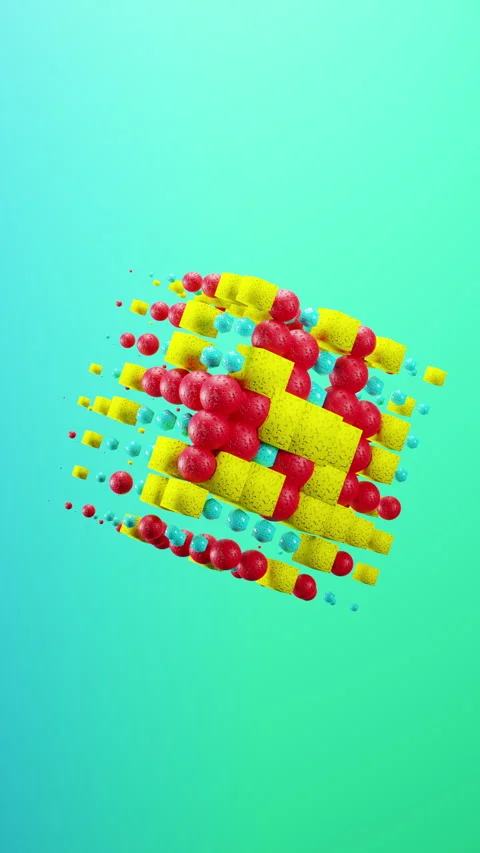 Vertical Cube loop animation on teal background with copy space for text Stock Footage 273204853