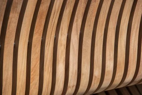 Vertical curved light colored wooden slat background Foto stock