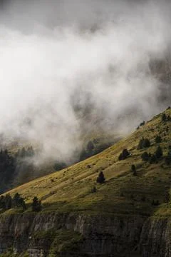 Vertical cut mountain slopes Stock-Fotos