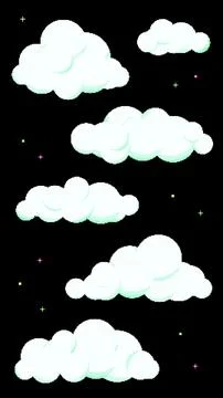 Vertical Cute 8bit Retro Game Style Cloud Illustration Stock Illustration