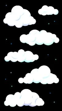 Vertical Cute 8bit Retro Game Style Cloud Illustration Stock Illustration