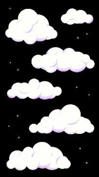 Vertical Cute 8bit Retro Game Style Cloud Illustration Stock Illustration