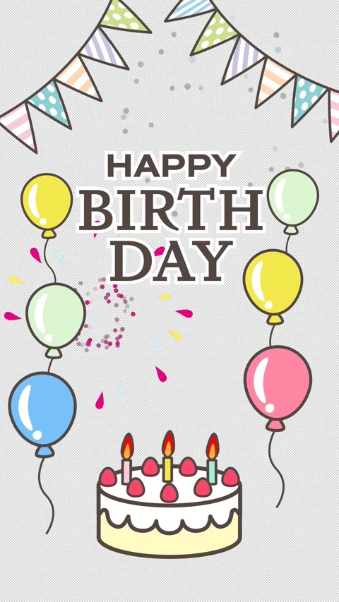 Vertical Cute Birthday Frame Animation,  Happy Birthday Text Animation included Stock Footage 333082985