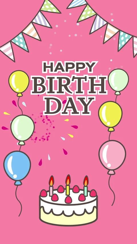Vertical Cute Birthday Frame Animation for Mobile, Includes Text Animation Vídeo Stock 333546230