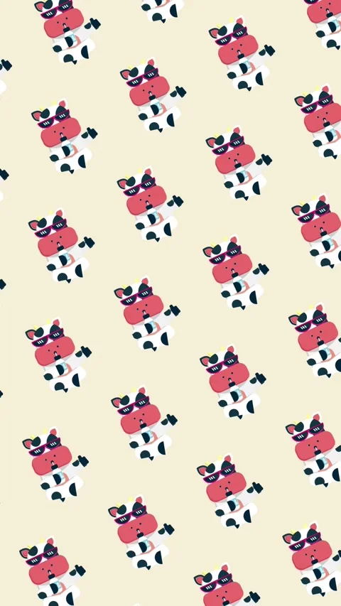 Vertical Cute cow drinking a bottle of milk seamless pattern looping animatio Stock Footage 339295234