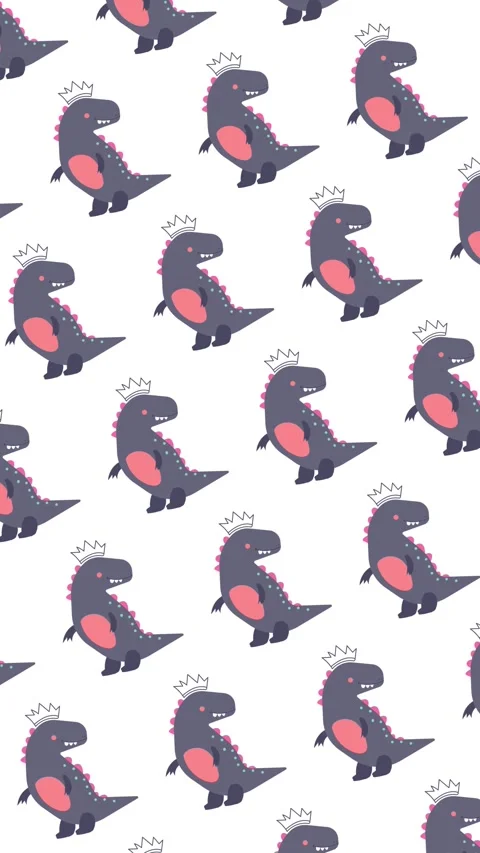 Vertical cute dinosaur king seamless pattern looping animation Stock Footage 343670631
