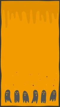 Vertical Cute Halloween Ghost Background Wallpaper (Orange, Black) Stock Illustration
